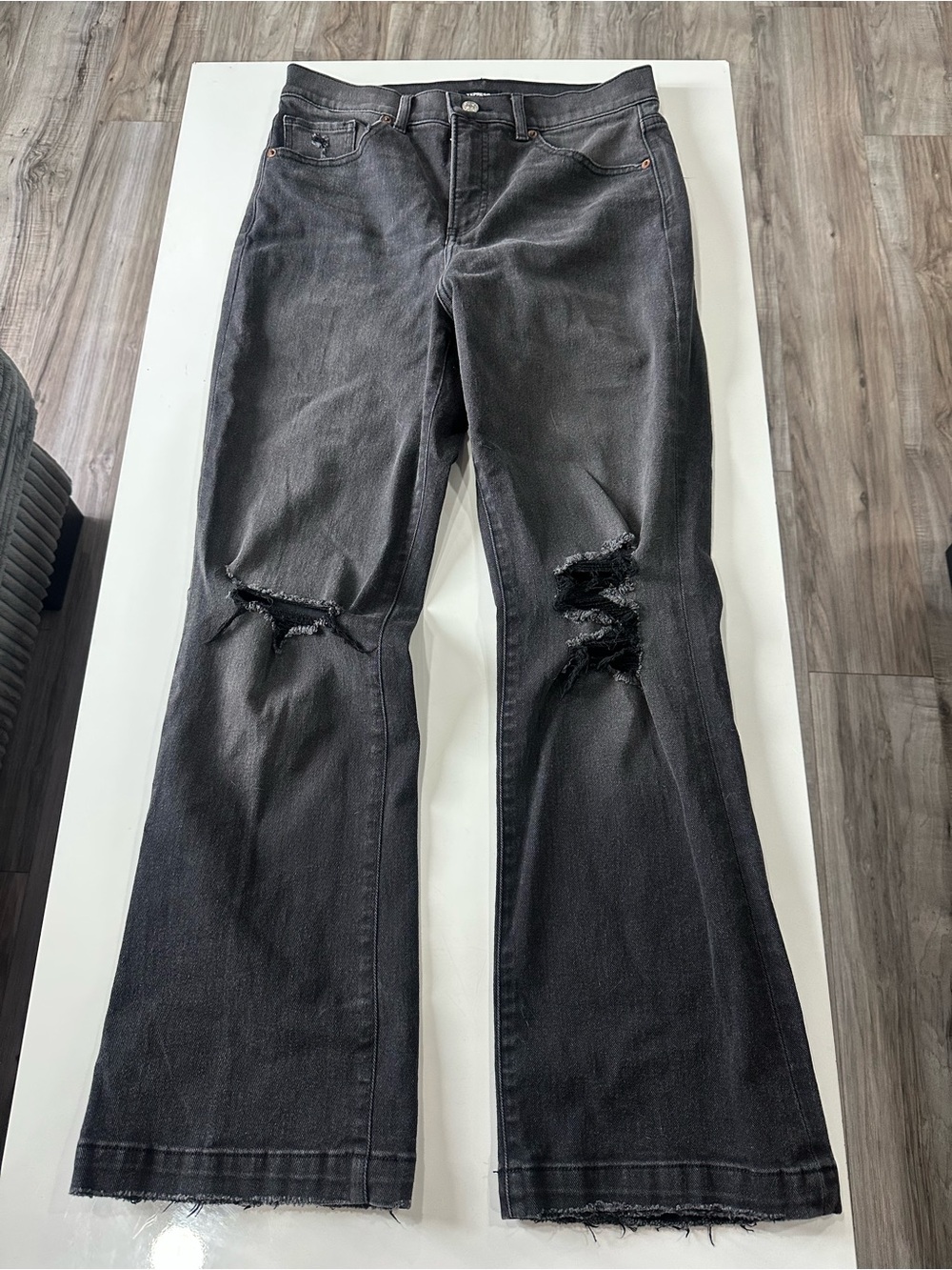 Agolde Black Distressed Flare Jeans